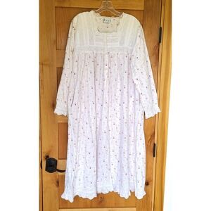 Vintage 90s The 1 For U 100% Cotton LARGE Floral Nightgown Cottagecore Victorian